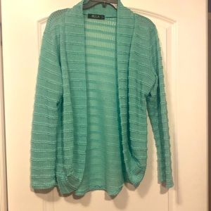 JKLA., size large, mint, green knitted cardigan